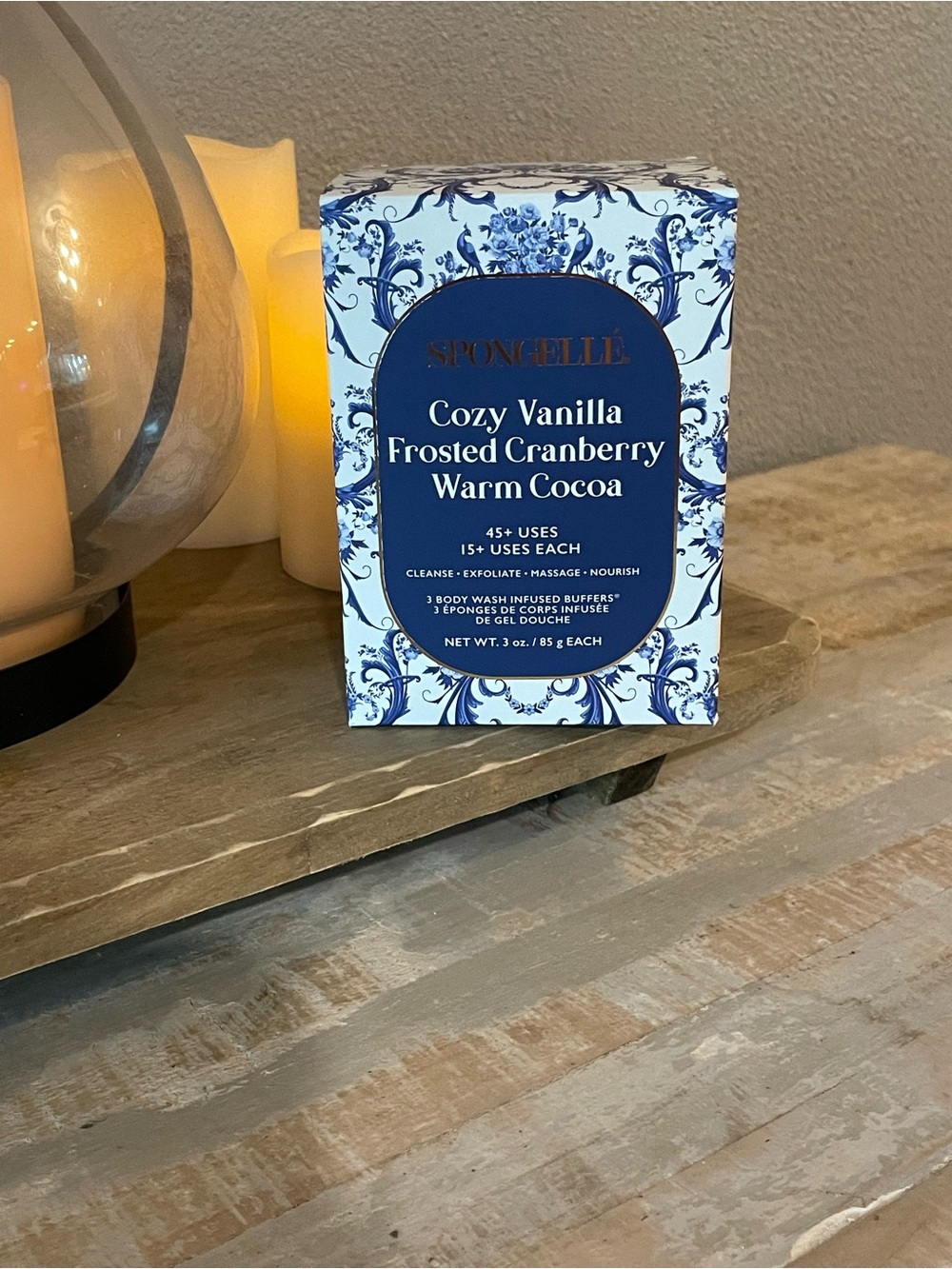 Spongellé Cozy Vanilla Frosted Cranberry Warm Cocoa Body Wash Infused Buffers